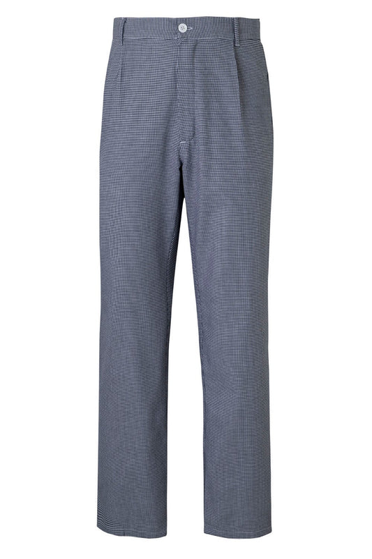 Pantaloni bucatar poplin 140g albastru/alb pepit houndstooth V350