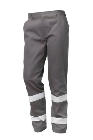 Pantaloni gri din bumbac reflectorizanti Road