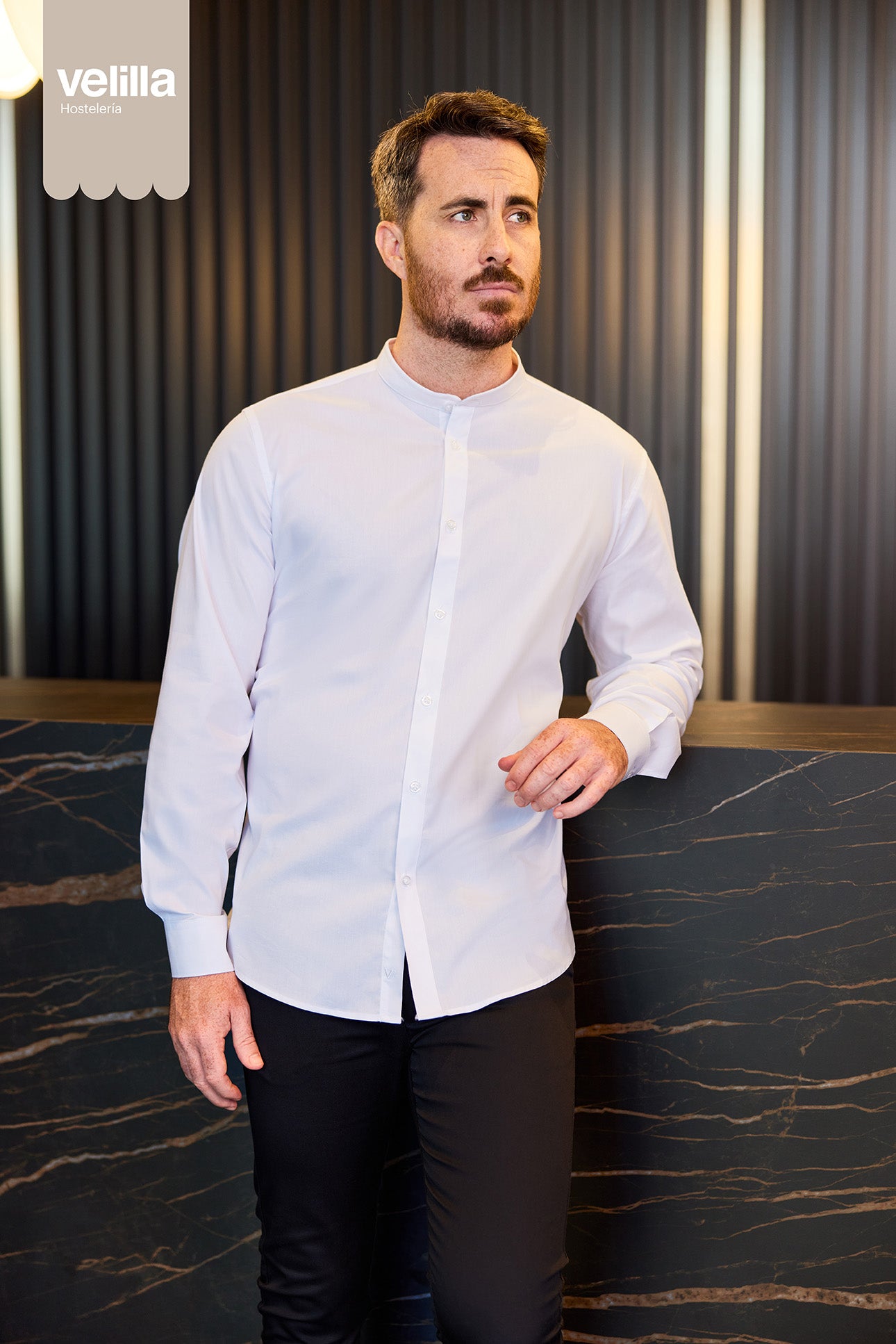 Camasa poplin stretch 115g maneca lunga barbat negru V405013S