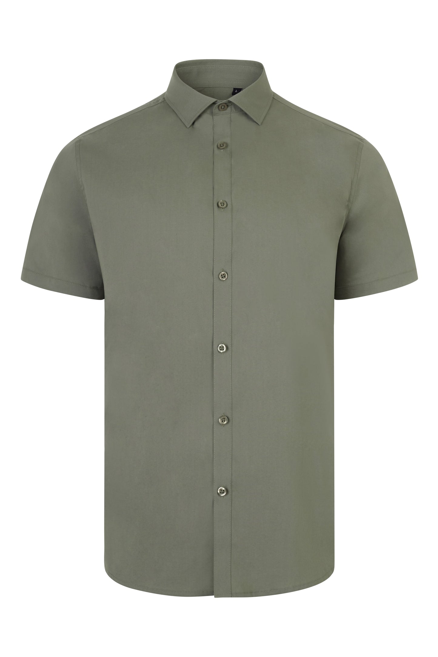 Camasa stretch de barbat cu maneca scurta verde masliniu deschis V405016S