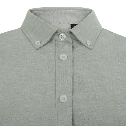 Camasa oxford de dama cu maneca scurta verde masliniu deschis V405025S