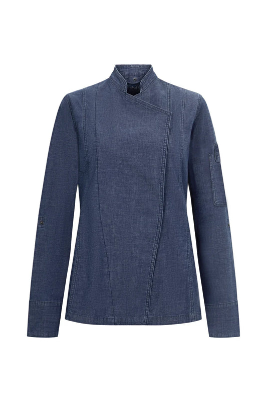 Tunica bucatar dama maneca lunga bumbac/elastan 180g albastru denim V405212SW