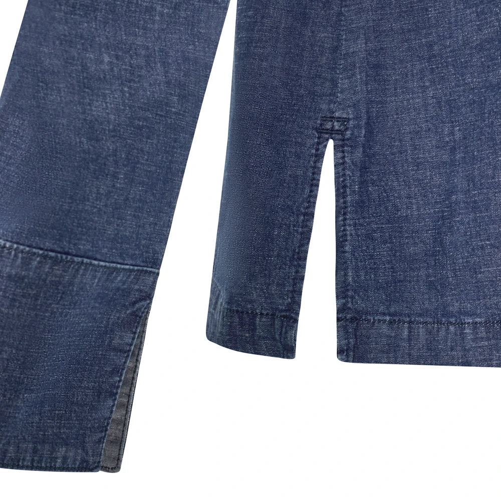 Tunica bucatar dama maneca lunga bumbac/elastan 180g albastru denim V405212SW
