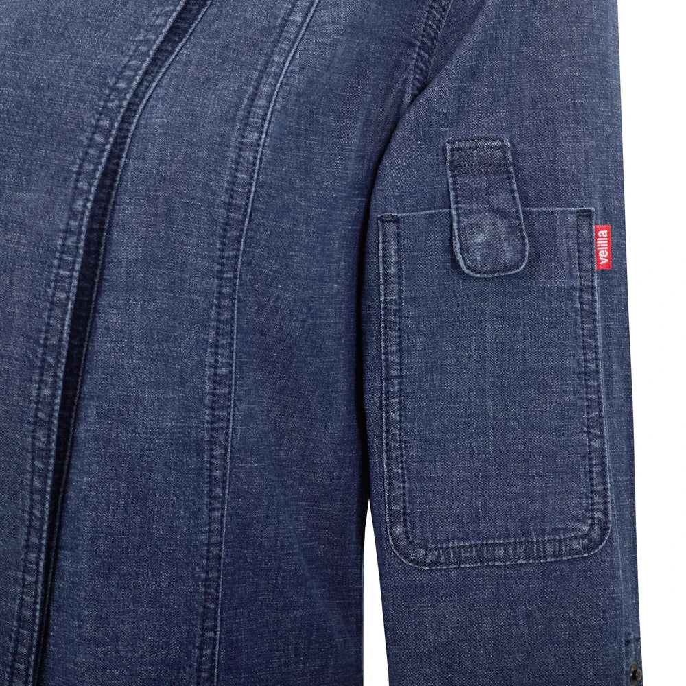 Tunica bucatar dama maneca lunga bumbac/elastan 180g albastru denim V405212SW