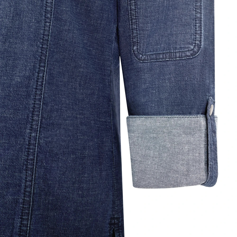 Tunica bucatar dama maneca lunga bumbac/elastan 180g albastru denim V405212SW