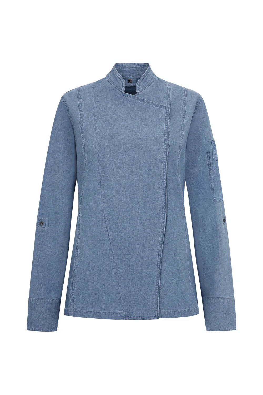 Tunica bucatar dama maneca lunga bumbac/elastan 180g albastru deschis denim V405212SW