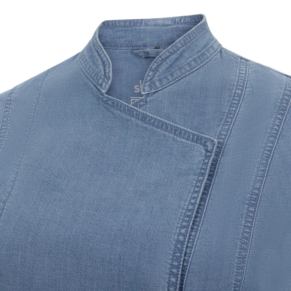 Tunica bucatar dama maneca lunga bumbac/elastan 180g albastru deschis denim V405212SW
