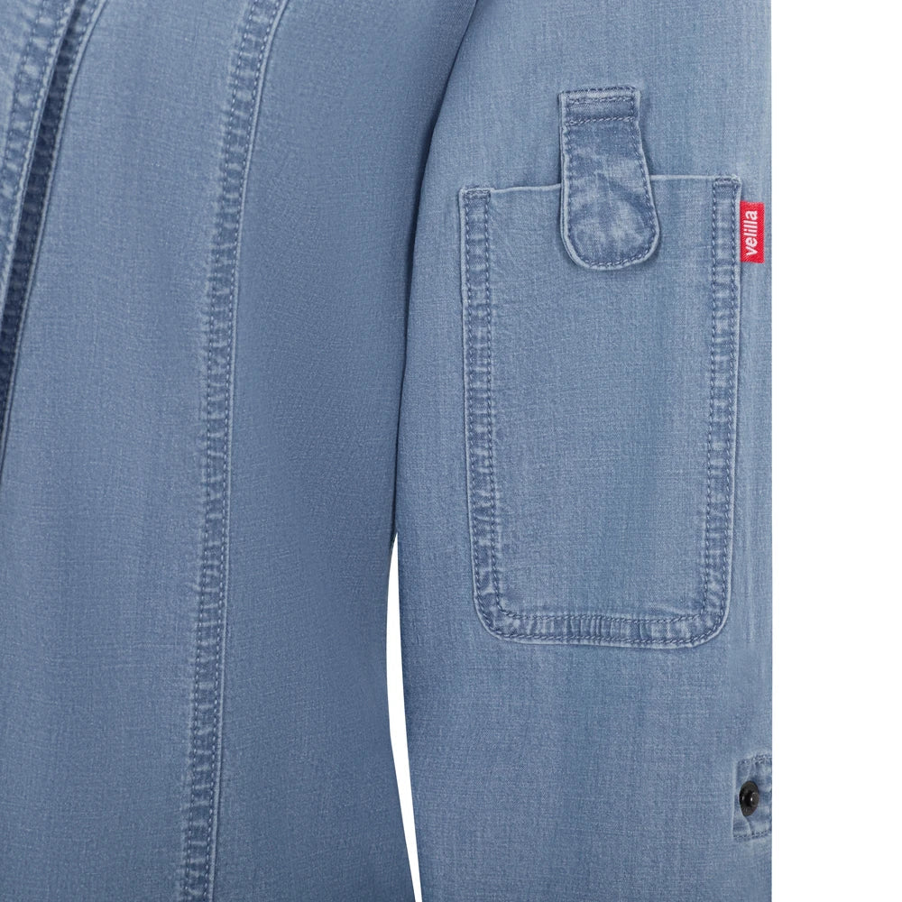 Tunica bucatar dama maneca lunga bumbac/elastan 180g albastru deschis denim V405212SW