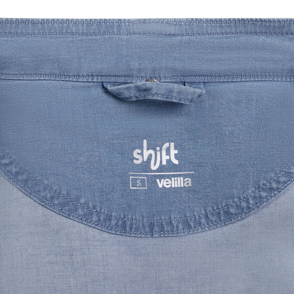 Tunica bucatar dama maneca lunga bumbac/elastan 180g albastru deschis denim V405212SW