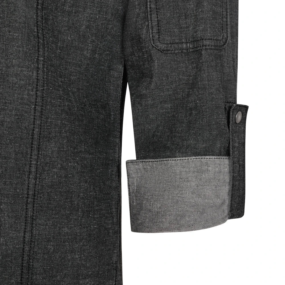Tunica bucatar maneca lunga bumbac/elastan 180g gri inchis denim V405212S