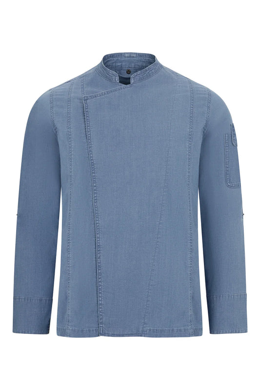 Tunica bucatar maneca lunga bumbac/elastan 178g albastru deschis denim V405212S