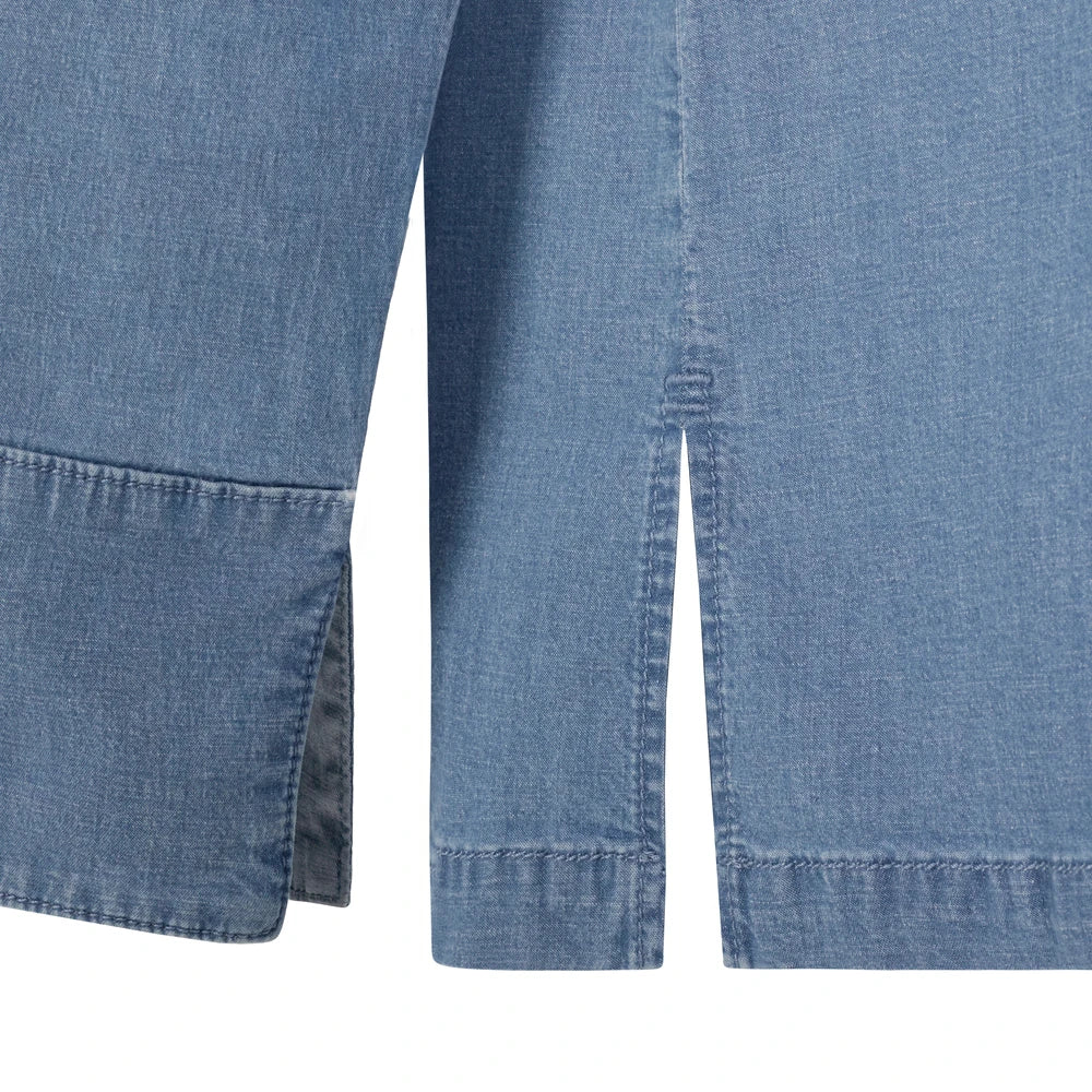 Tunica bucatar maneca lunga bumbac/elastan 180g albastru deschis denim V405212S