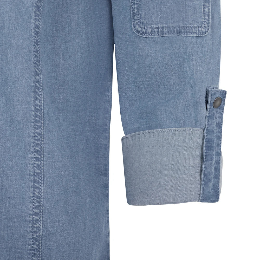 Tunica bucatar maneca lunga bumbac/elastan 180g albastru deschis denim V405212S