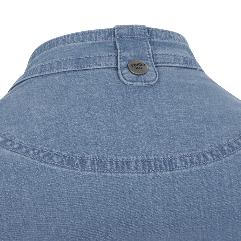 Tunica bucatar maneca lunga bumbac/elastan 180g albastru deschis denim V405212S