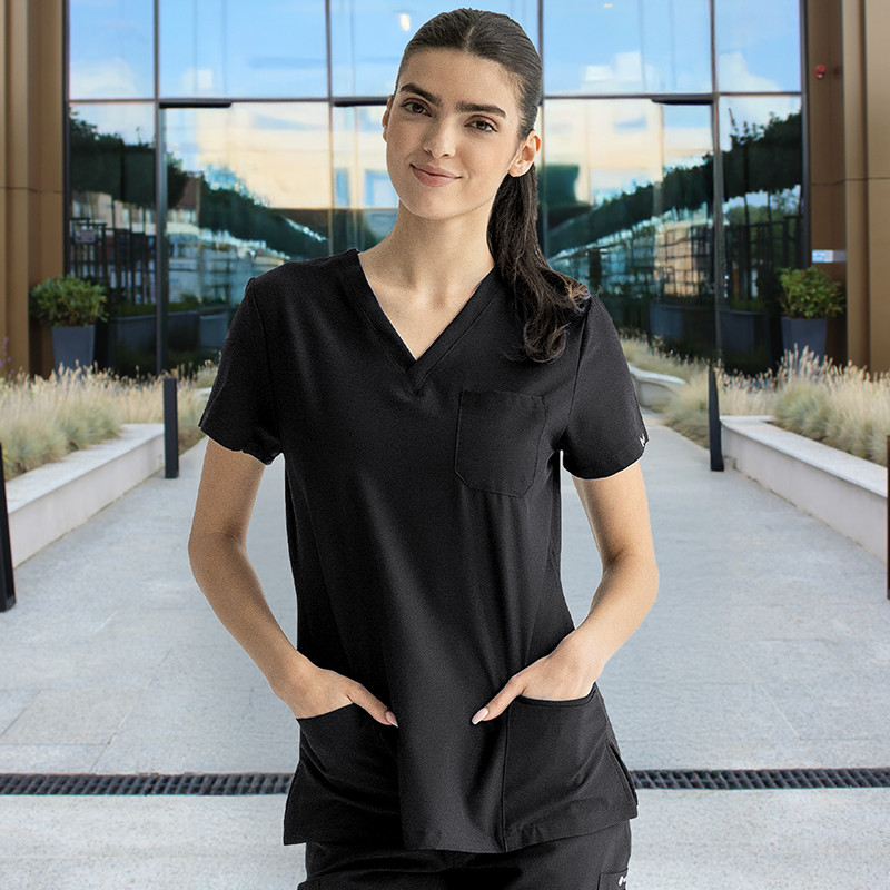 Costum medical negru dama poliester-elastan 170g Bella