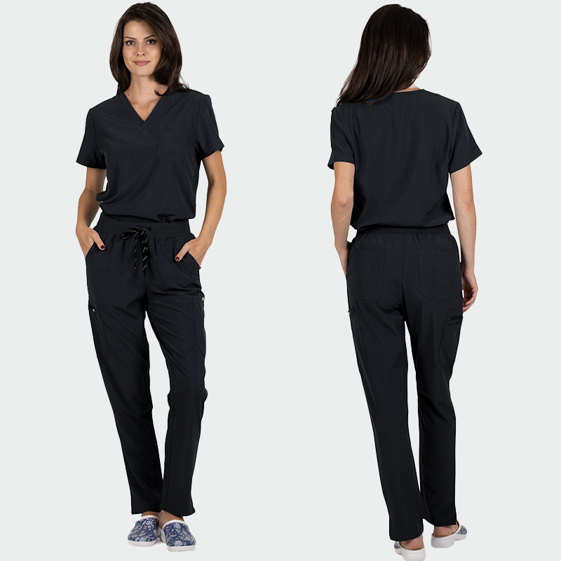 Costum medical negru dama poliester-elastan 170g Bella
