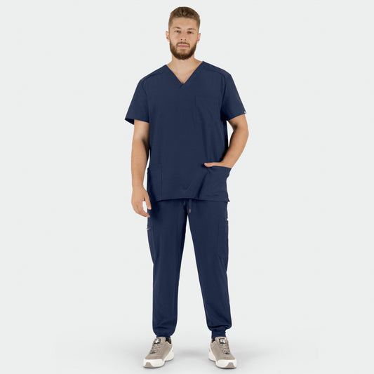 Costum medical stretch poliester 170g bleumarin barbat Matteo