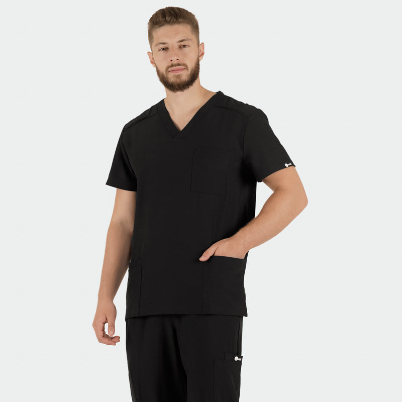 Costum medical stretch poliester 170g negru barbat Matteo