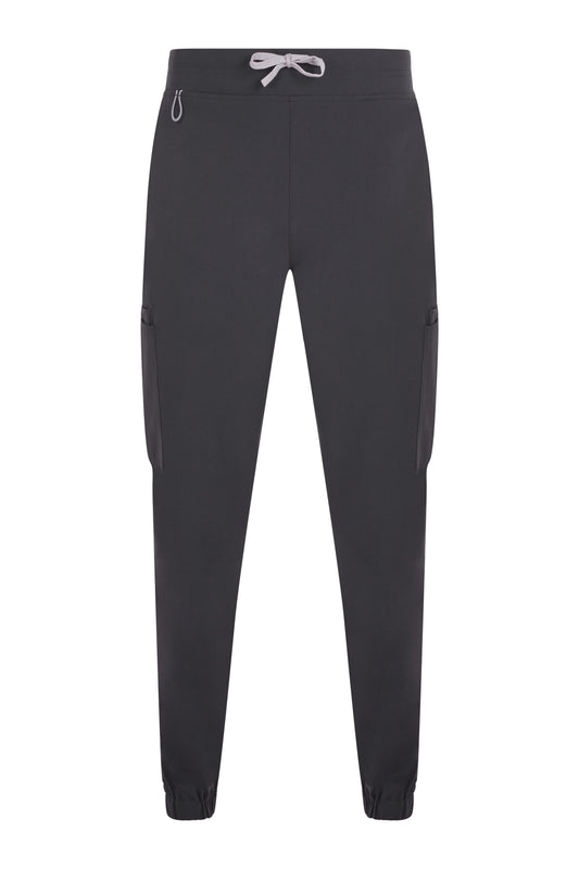 Pantaloni jogger purestretch cu material antibacterian si hidrofob gri inchis V533021S
