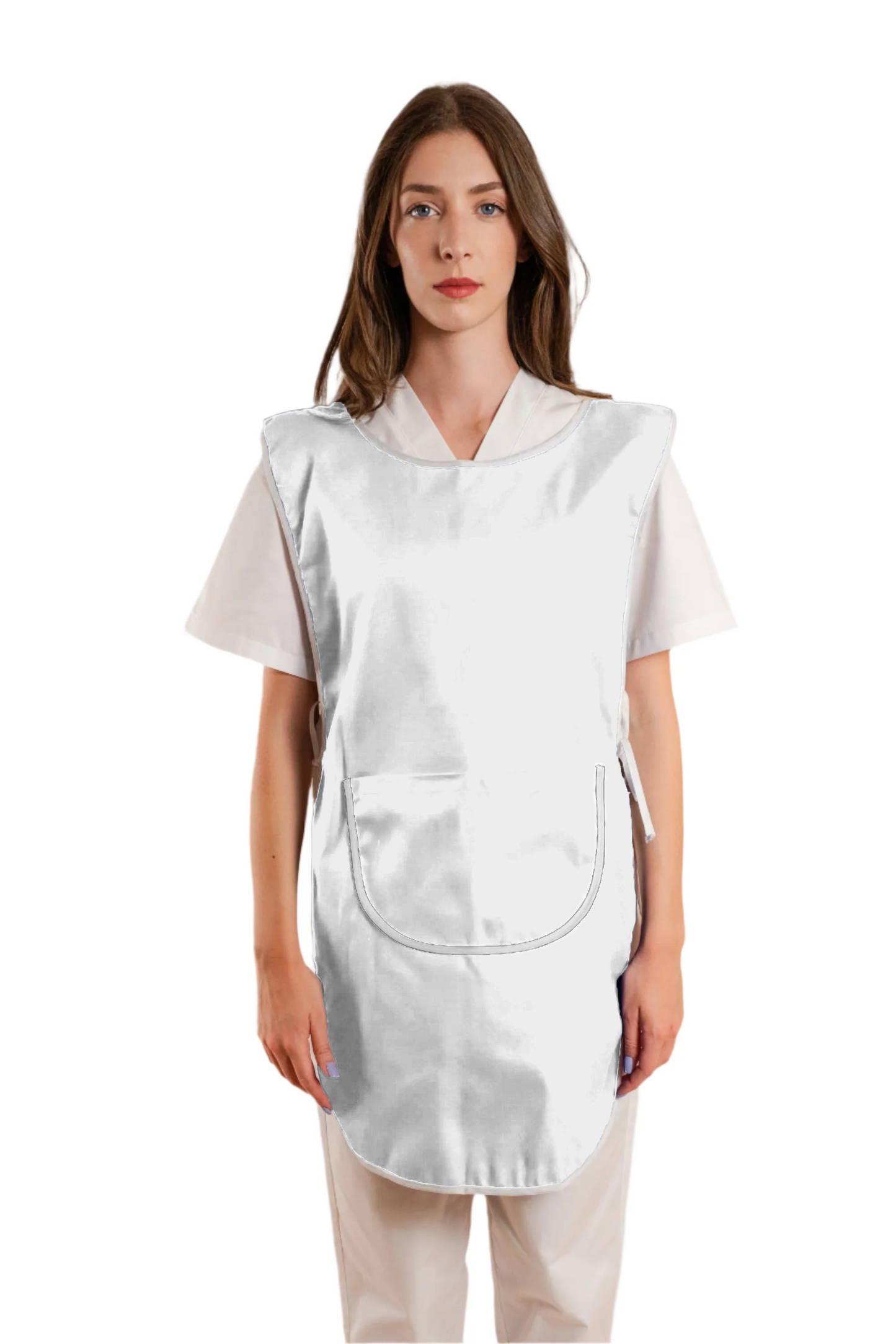 Sort poncho cu buzunar alb/alb tercot 195g Duo