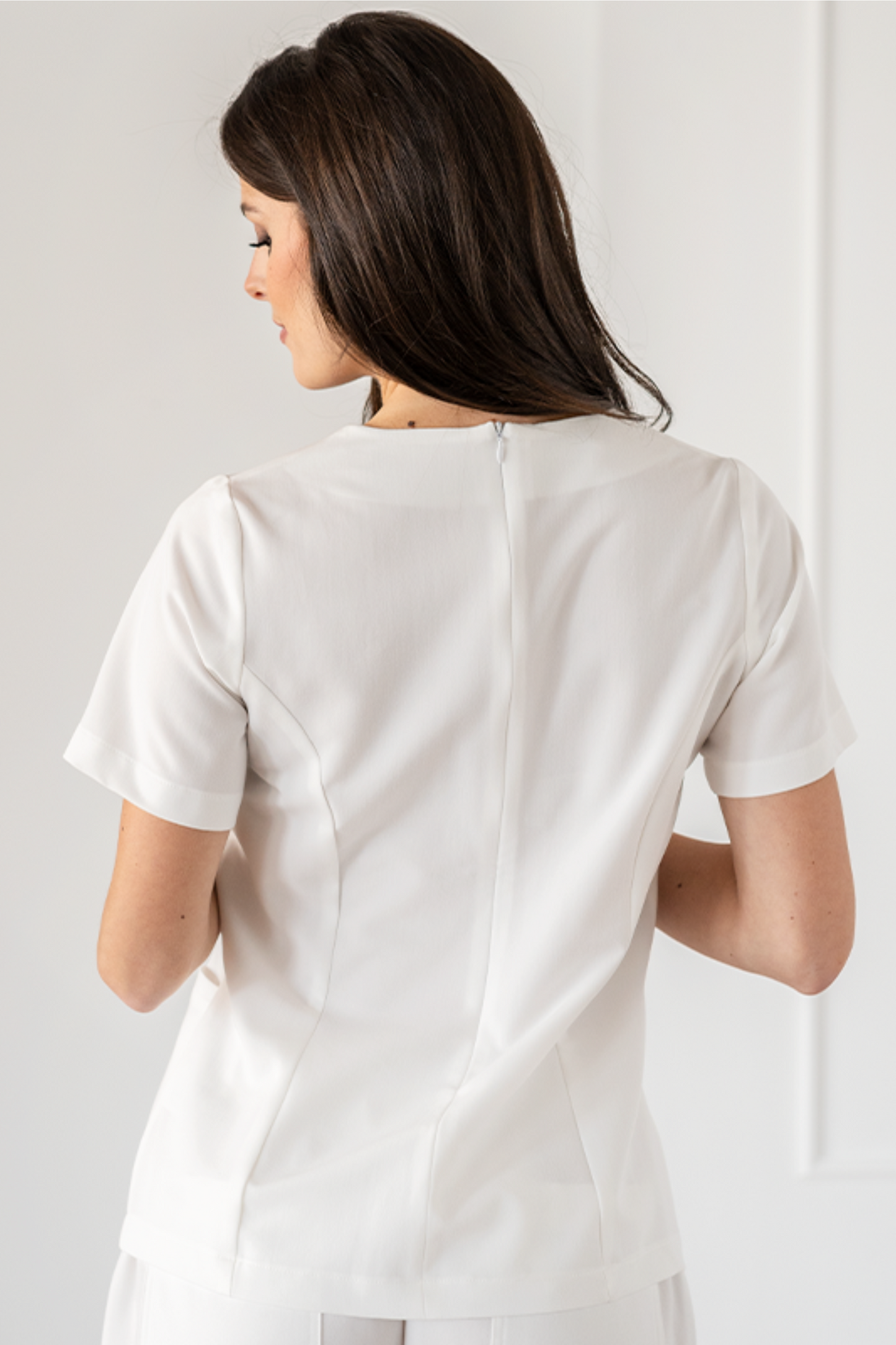 Bluza medicala stretch poliester raion 185g alba dama Elina