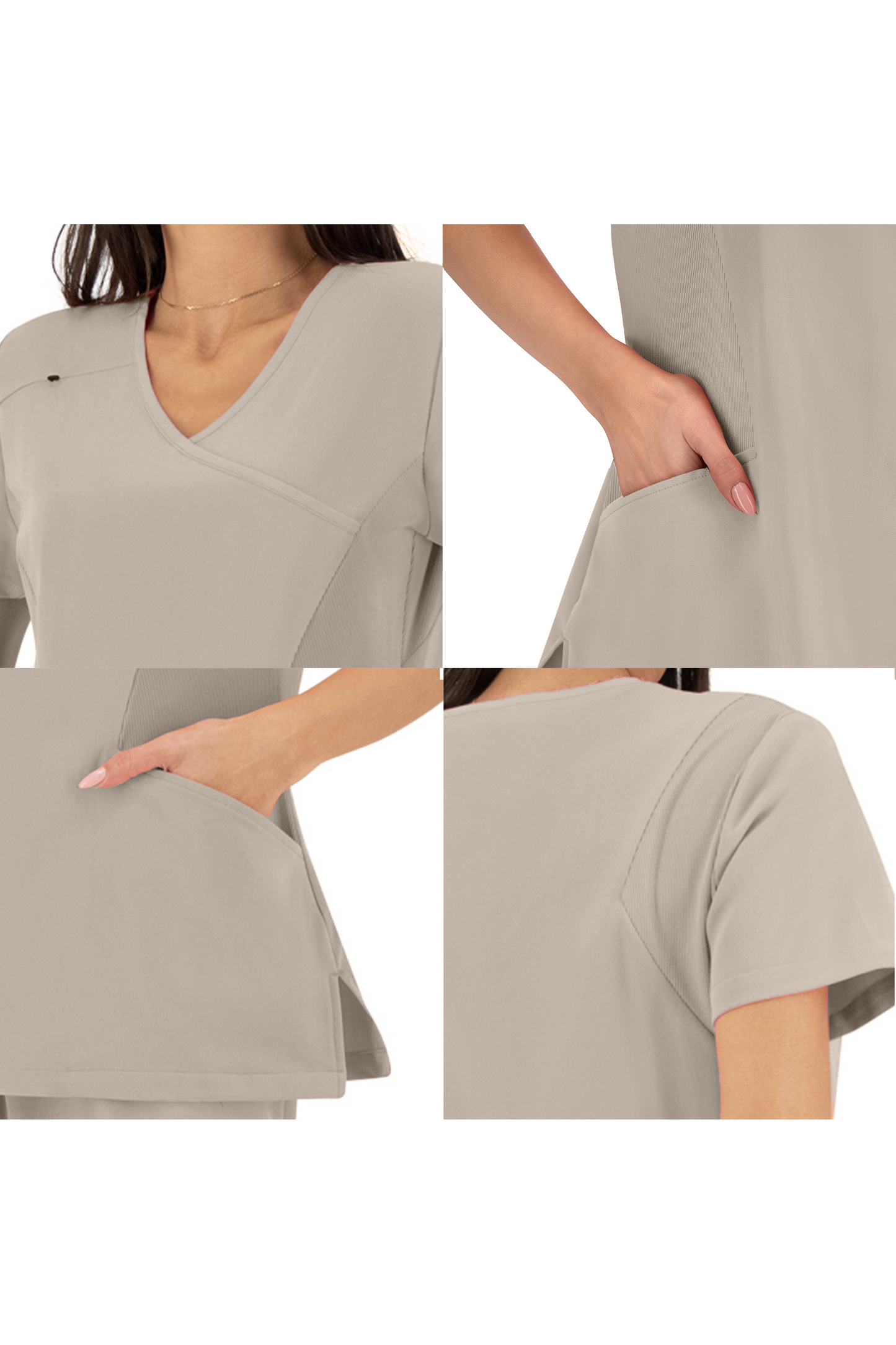 Bluza medicala stretch poliester raion 200g nisipiu dama Justina