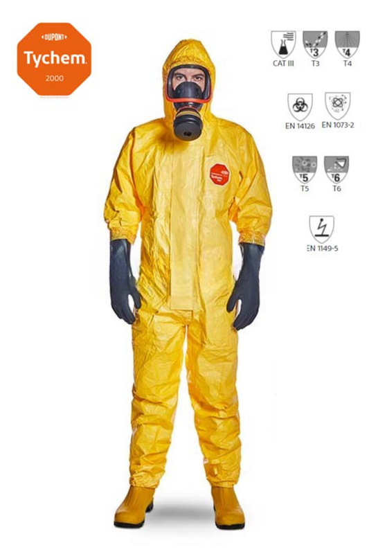 Combinezon protectie chimica Tychem C Du-pont galben (B906)