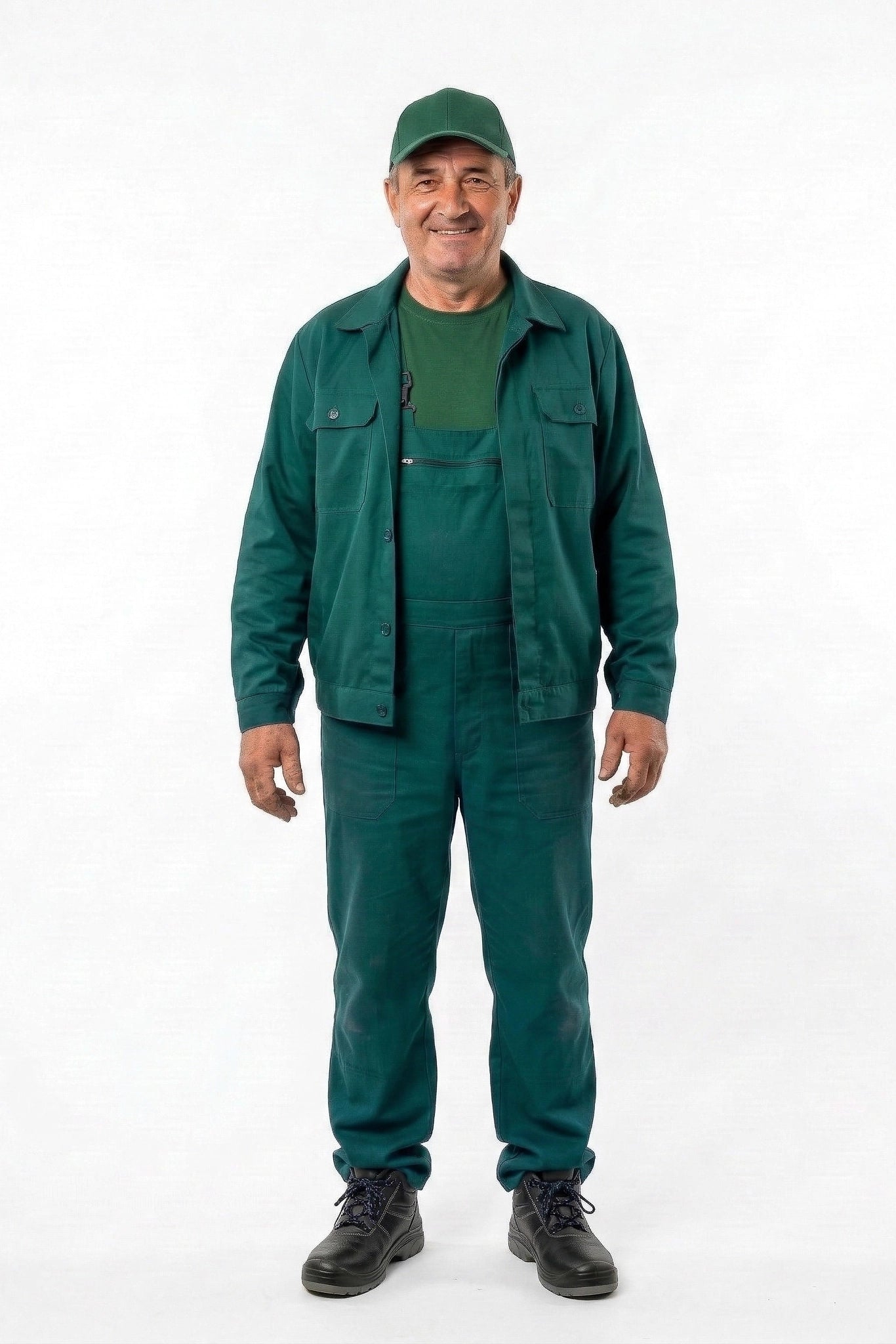 Costum Agricol Complet Mex, Verde: Jacheta + Salopeta + Tricou + Sapca