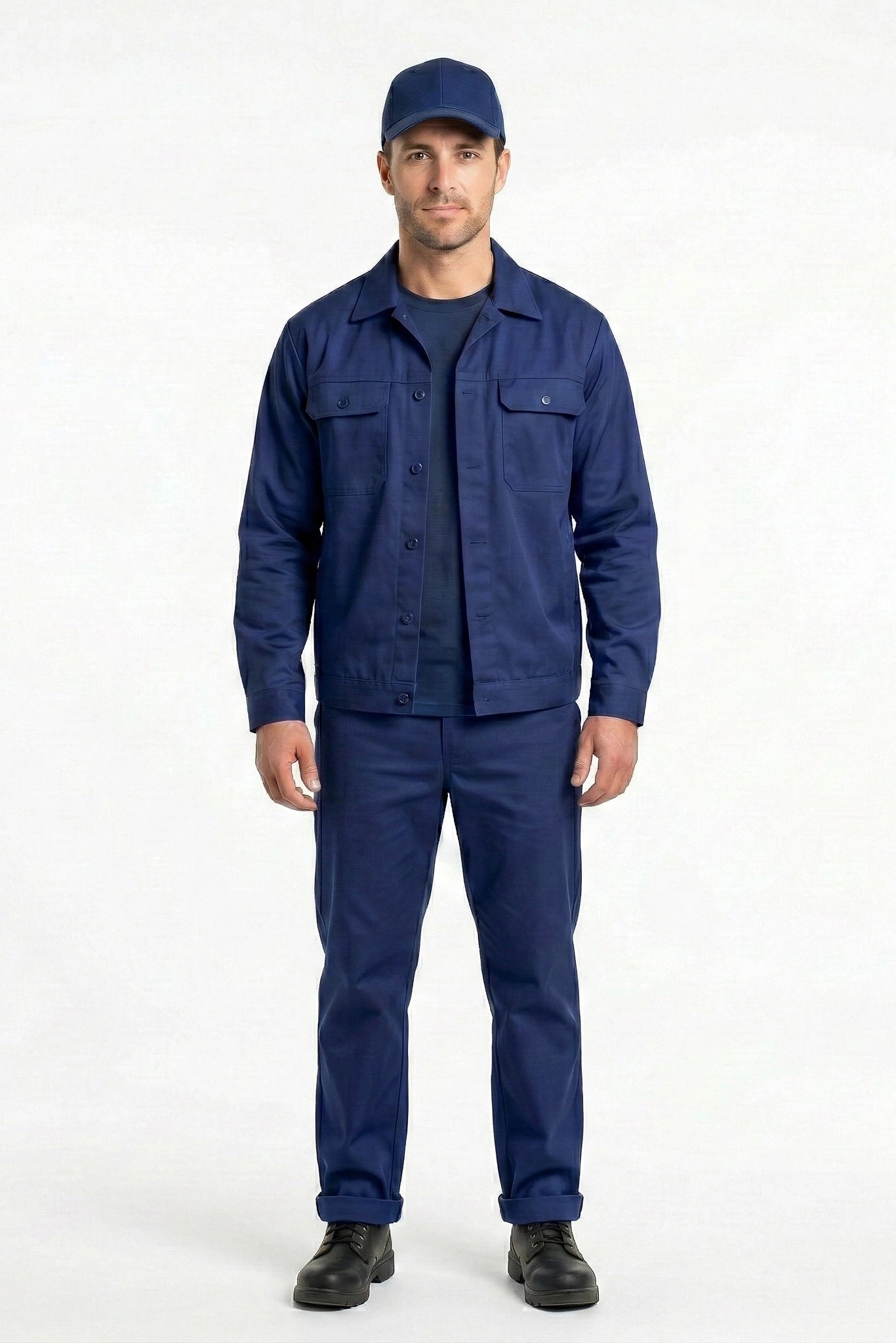 Costum Agricol Complet Beni, Bleumarin: Jacheta + Pantaloni + Tricou + Sapca