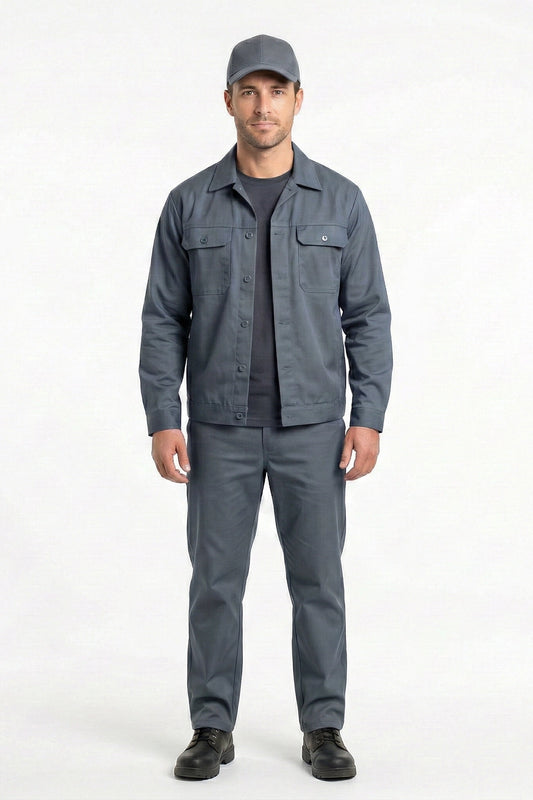 Costum Agricol Complet Beni, Gri: Jacheta + Pantaloni + Tricou + Sapca