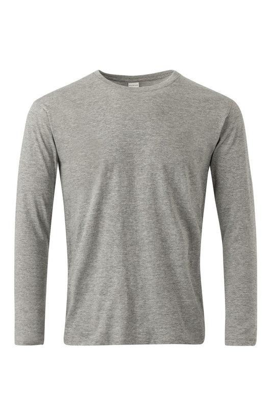 Tricou jersey tubular simplu 155g maneca lunga gri heather Paradise