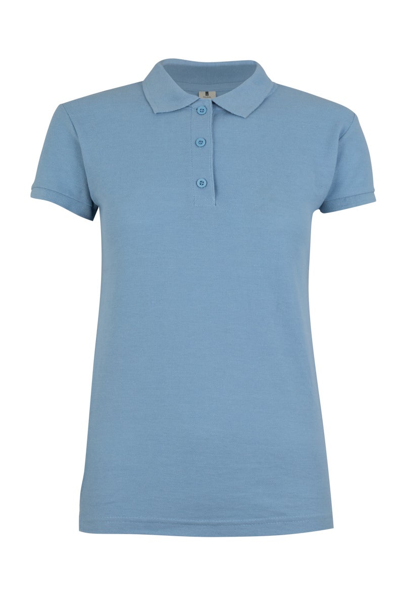Tricou polo bumbac/poliester 210g dama maneca scurta albastru celest Nobby