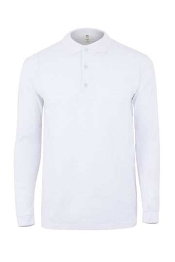 Tricou polo bumbac/poliester 210g maneca lunga alb Clifton