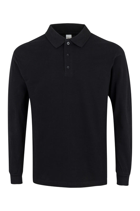 Tricou polo bumbac 200g maneca lunga negru Hobart