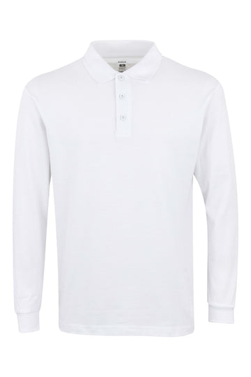 Tricou polo bumbac 200g maneca lunga alb Hobart