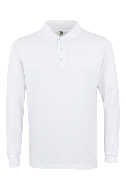 Tricou polo bumbac 200g maneca lunga alb Hobart
