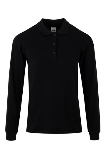 Tricou polo bumbac 200g dama maneca lunga negru Hobart Woman