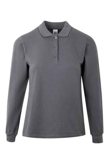 Tricou polo bumbac 200g dama maneca lunga gri inchis Hobart Woman