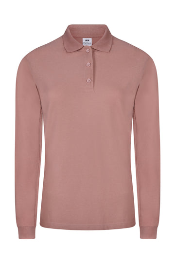 Tricou polo bumbac 200g dama maneca lunga roz pal Hobart Woman