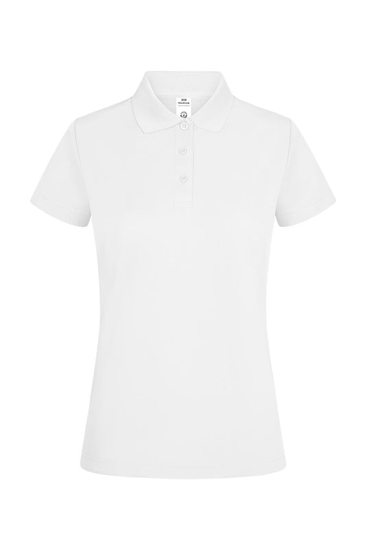 Tricou polo maneca scurta dama poliester 160g alb Bogan