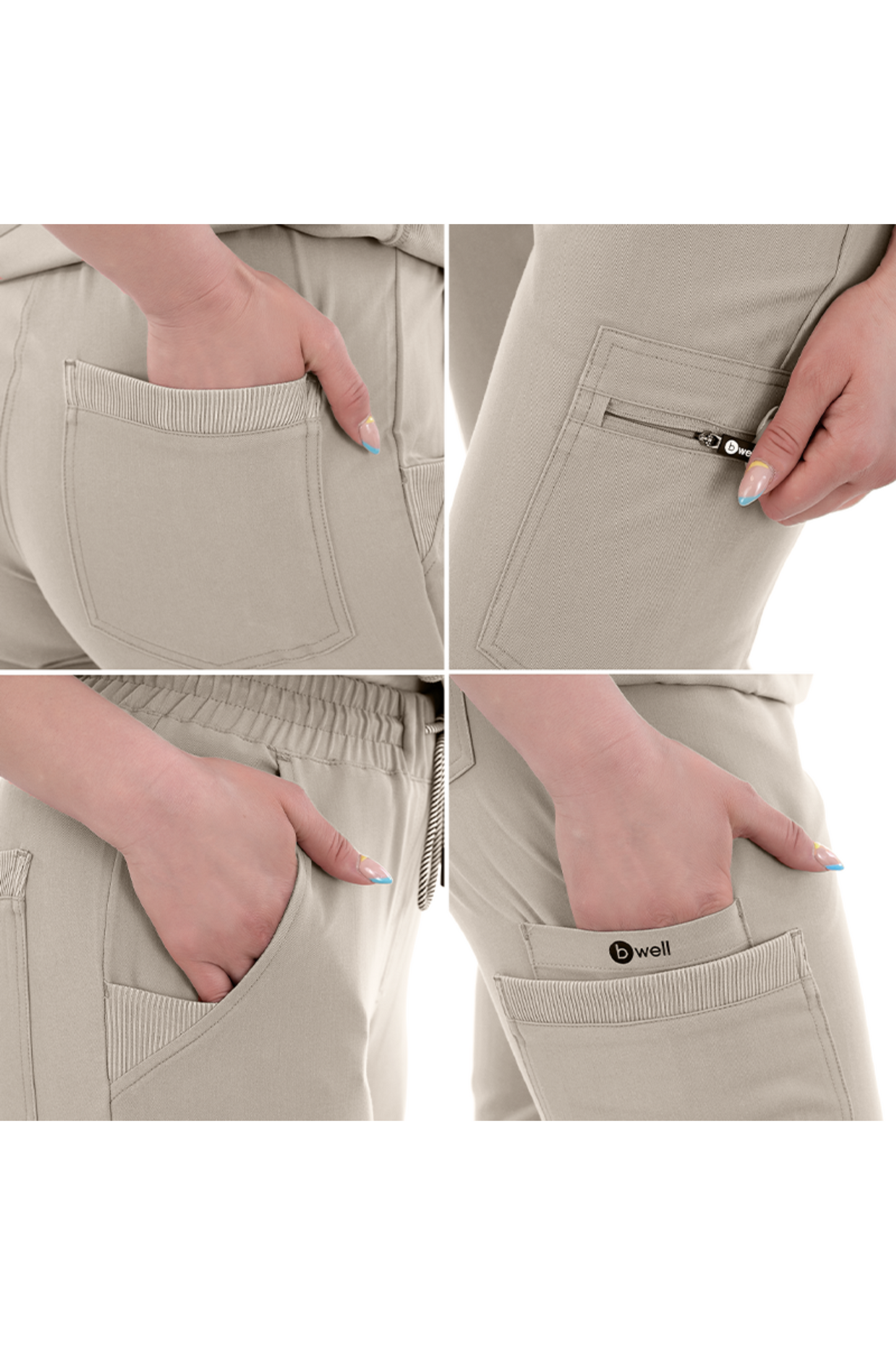 Pantaloni medicali stretch poliester raion 200g nisipiu dama Ricci