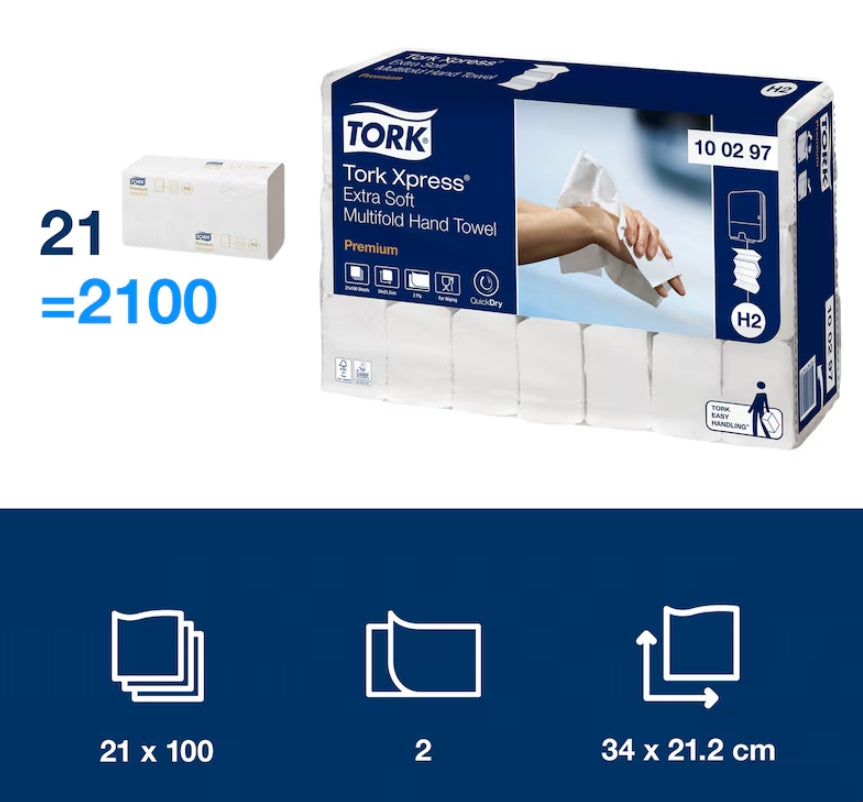 Prosoape pentru maini Tork Xpress Extra Soft Multifold H2 100297 consumabil compatibil cu dispensere dedicate
