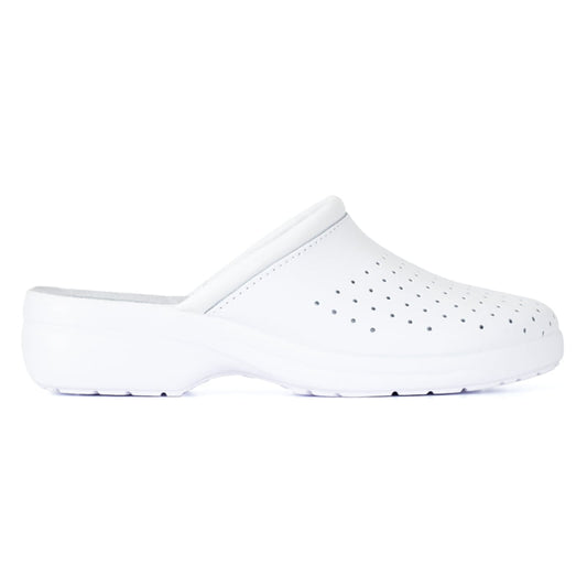 Saboti piele fara bombeu alb Goldenfit Doina