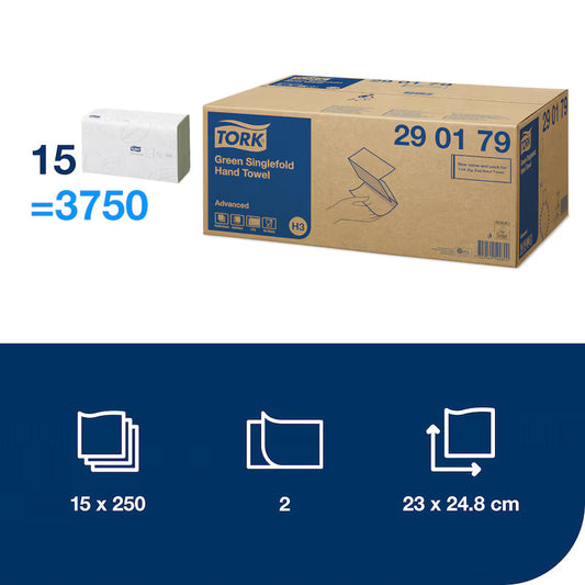 Servetele Tork pliate V Advanced verzi H3 290179 hartie absorbanta pentru igiena si curatenie
