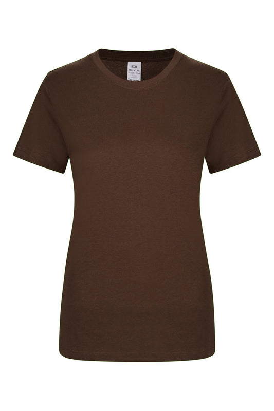 Tricou jersey tubular simplu 155g dama maneca scurta maro Melbourne Woman