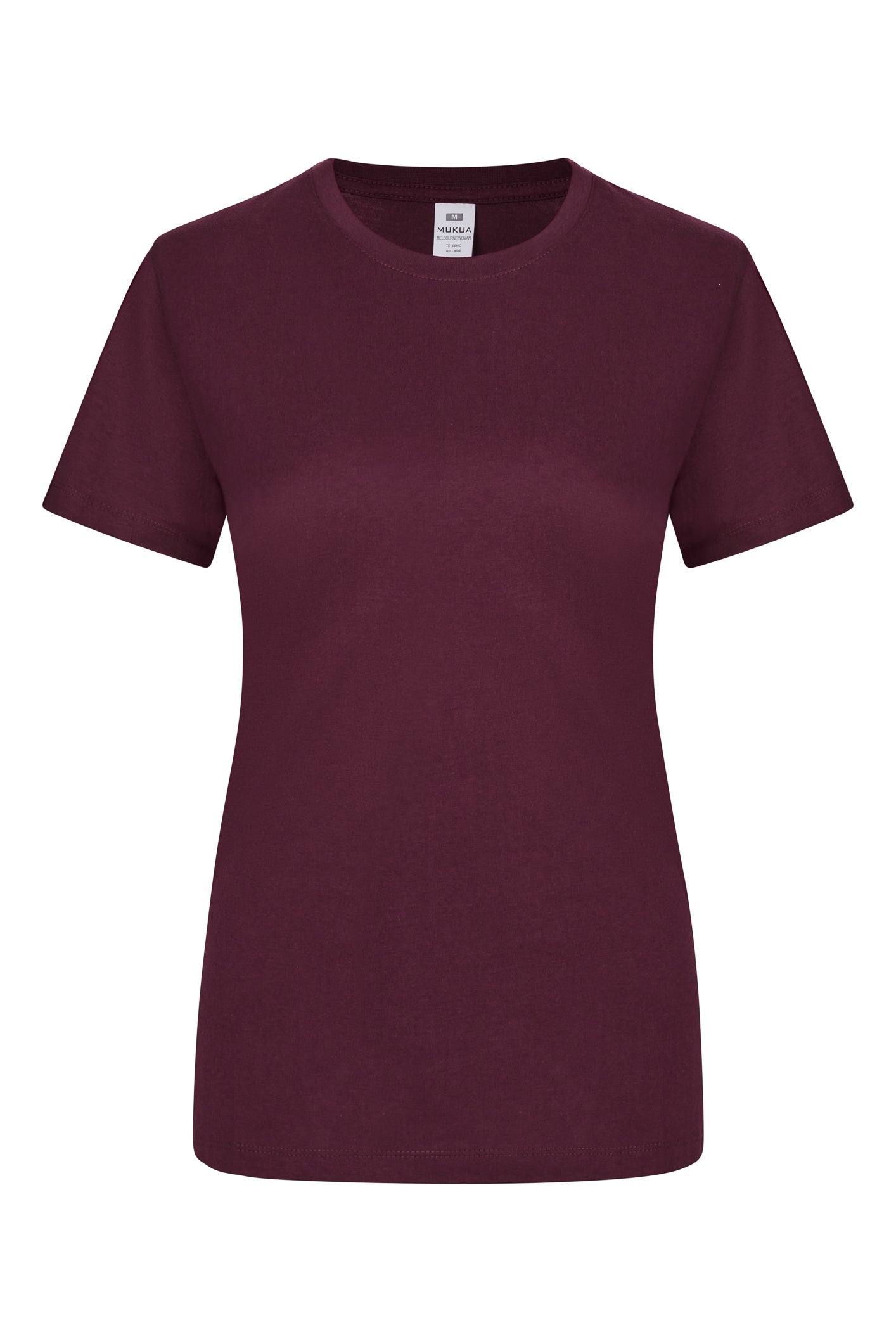 Tricou jersey tubular simplu 155g dama maneca scurta visiniu Melbourne Woman