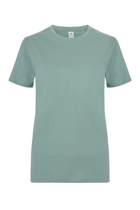 Tricou jersey tubular simplu 155g dama maneca scurta verde sage Melbourne Woman
