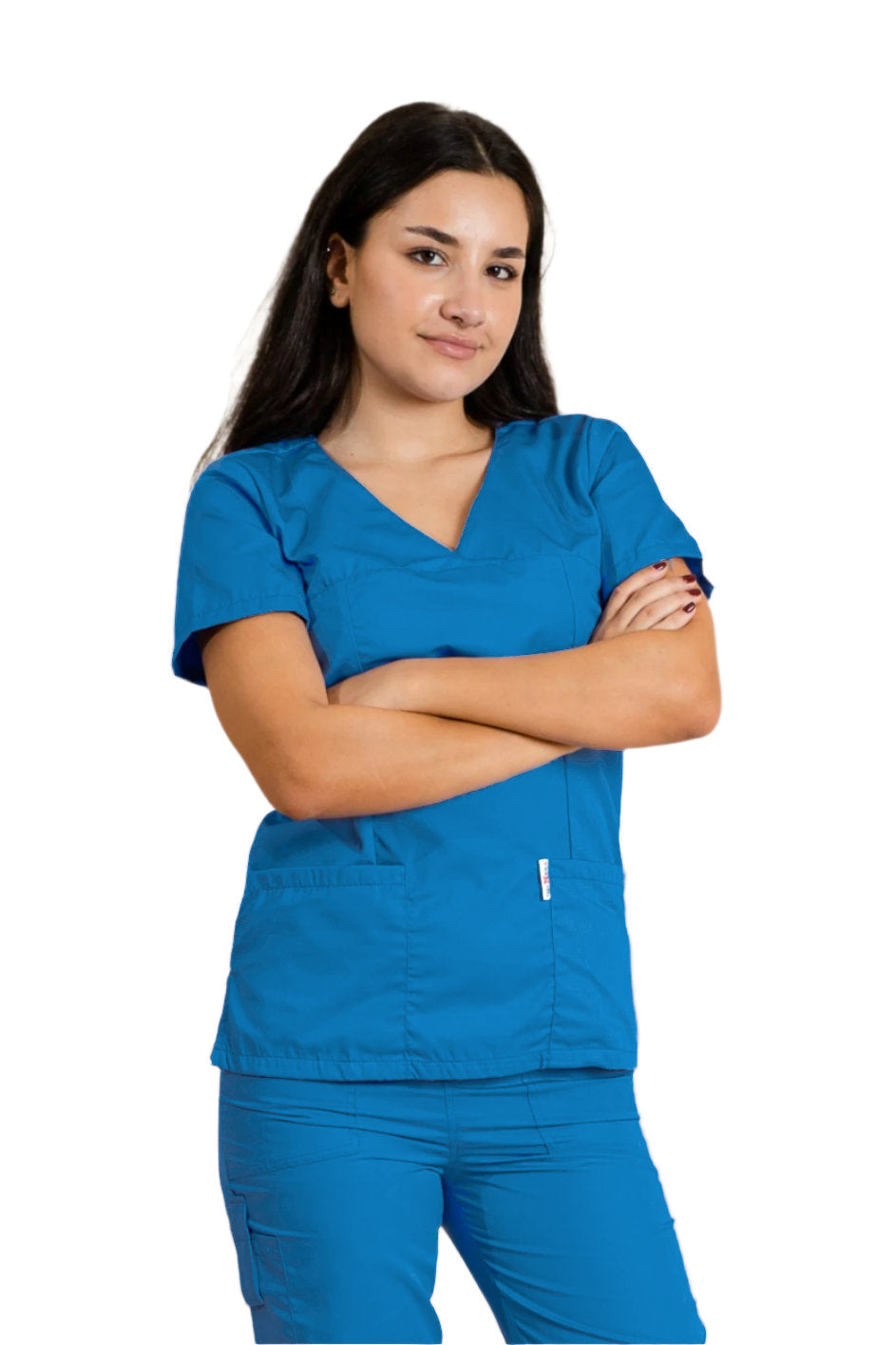 Bluza medicala albastra dama poplin 165g Ina