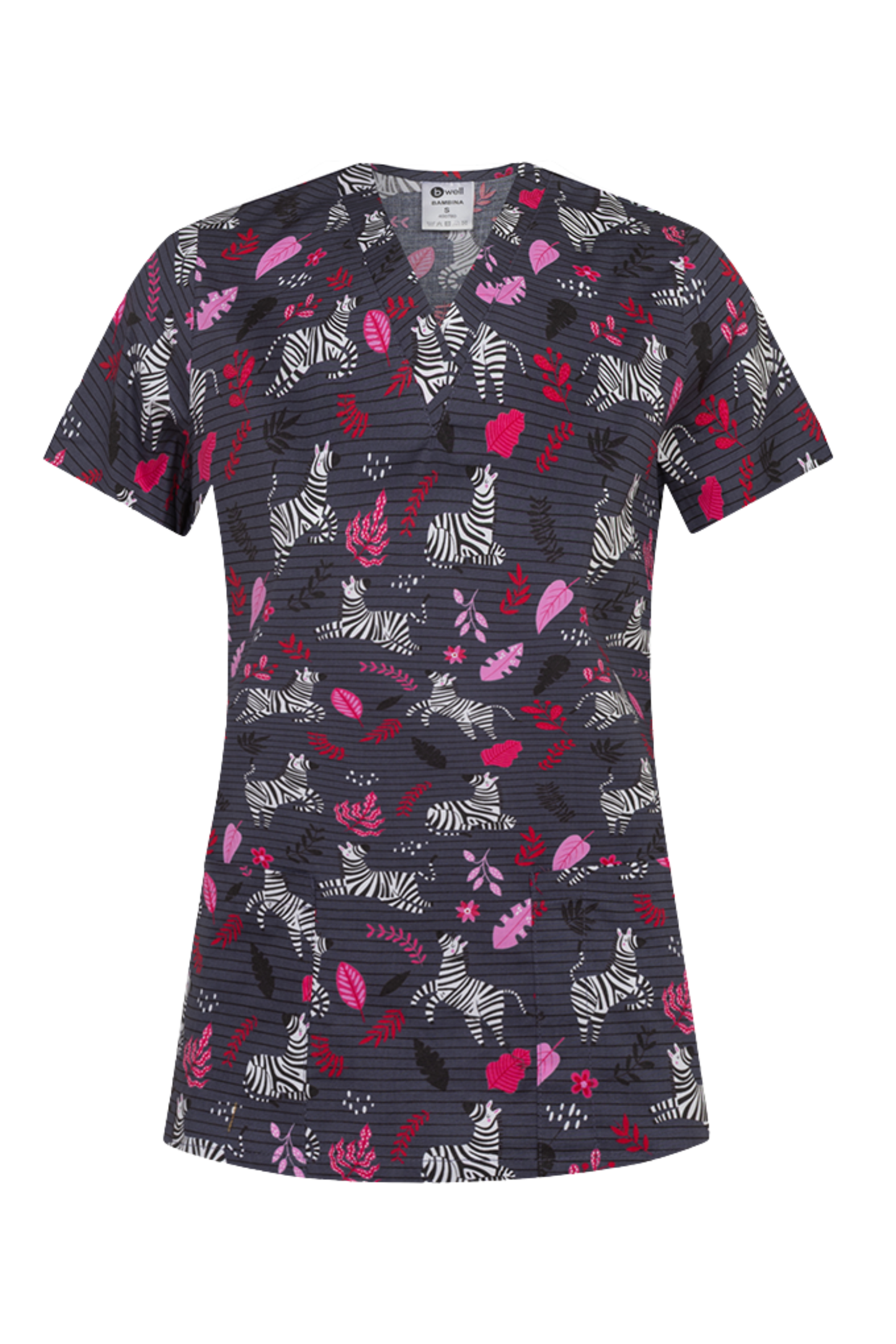 Bluza medicala unisex gri zebre bumbac-elastan 140g Bambina