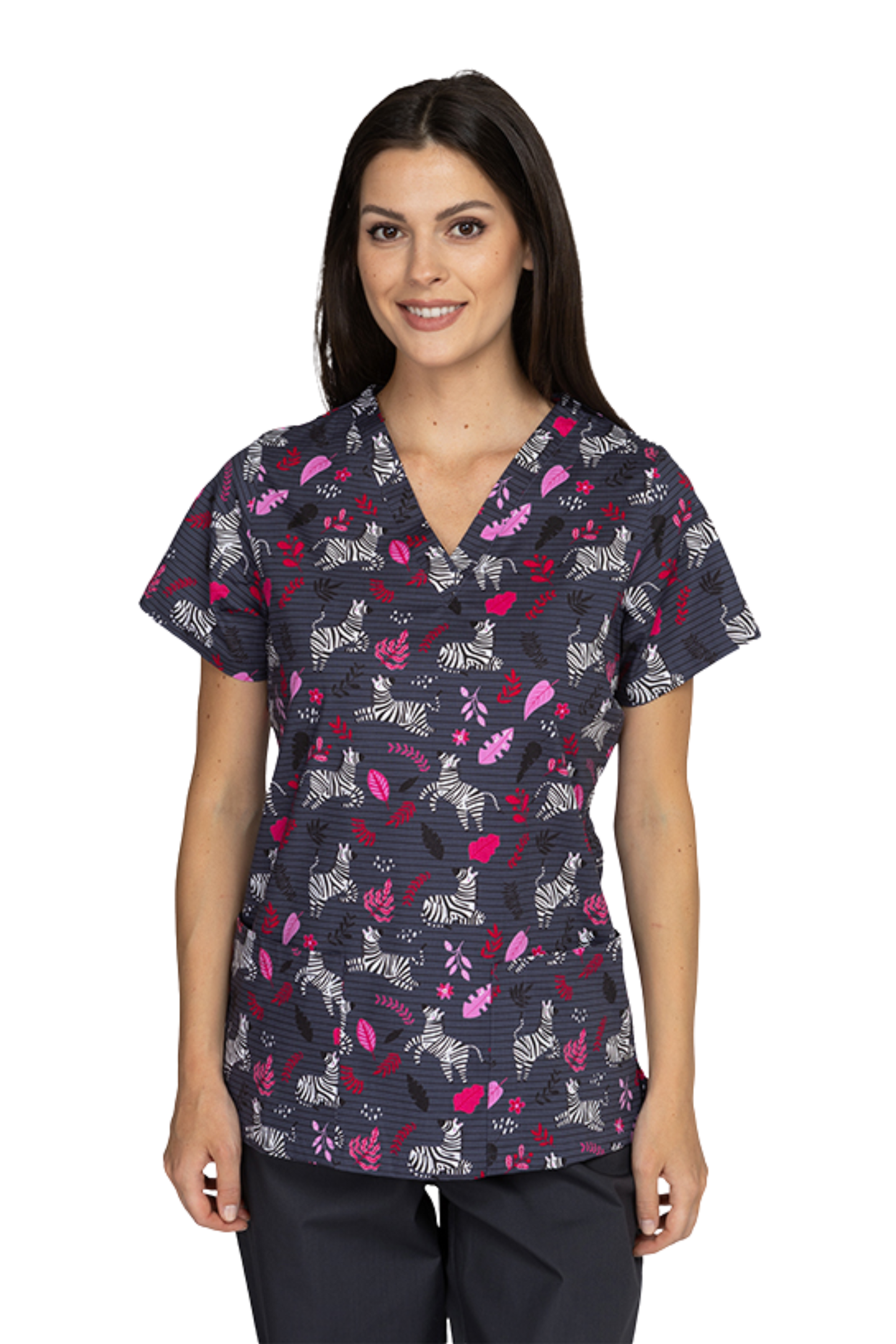 Bluza medicala unisex gri zebre bumbac-elastan 140g Bambina